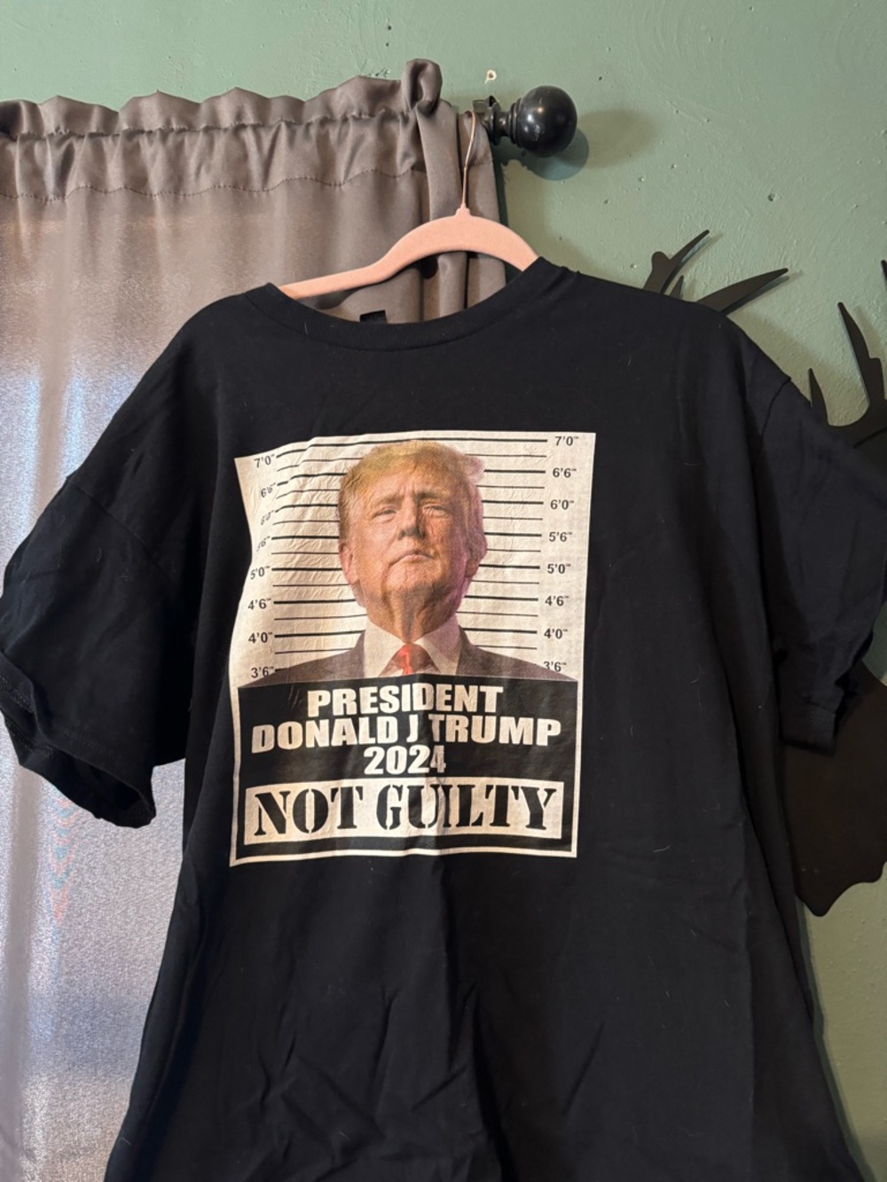 Gildan Black T-Shirt with Trump 2024 "Not Guilty" Mugshot Graphic